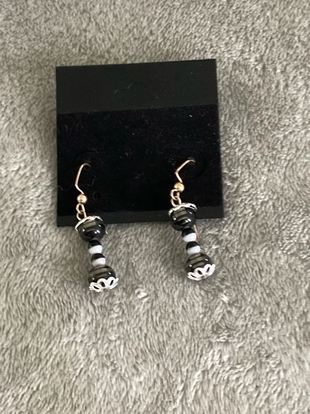 Black and white beaded earrings 2